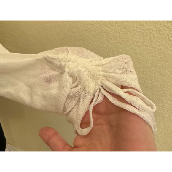 Chico's Lightweight Gathered Ruched Tie Sleeves Open Cardigan - Sz 00 (XS) - Picture 5 of 11